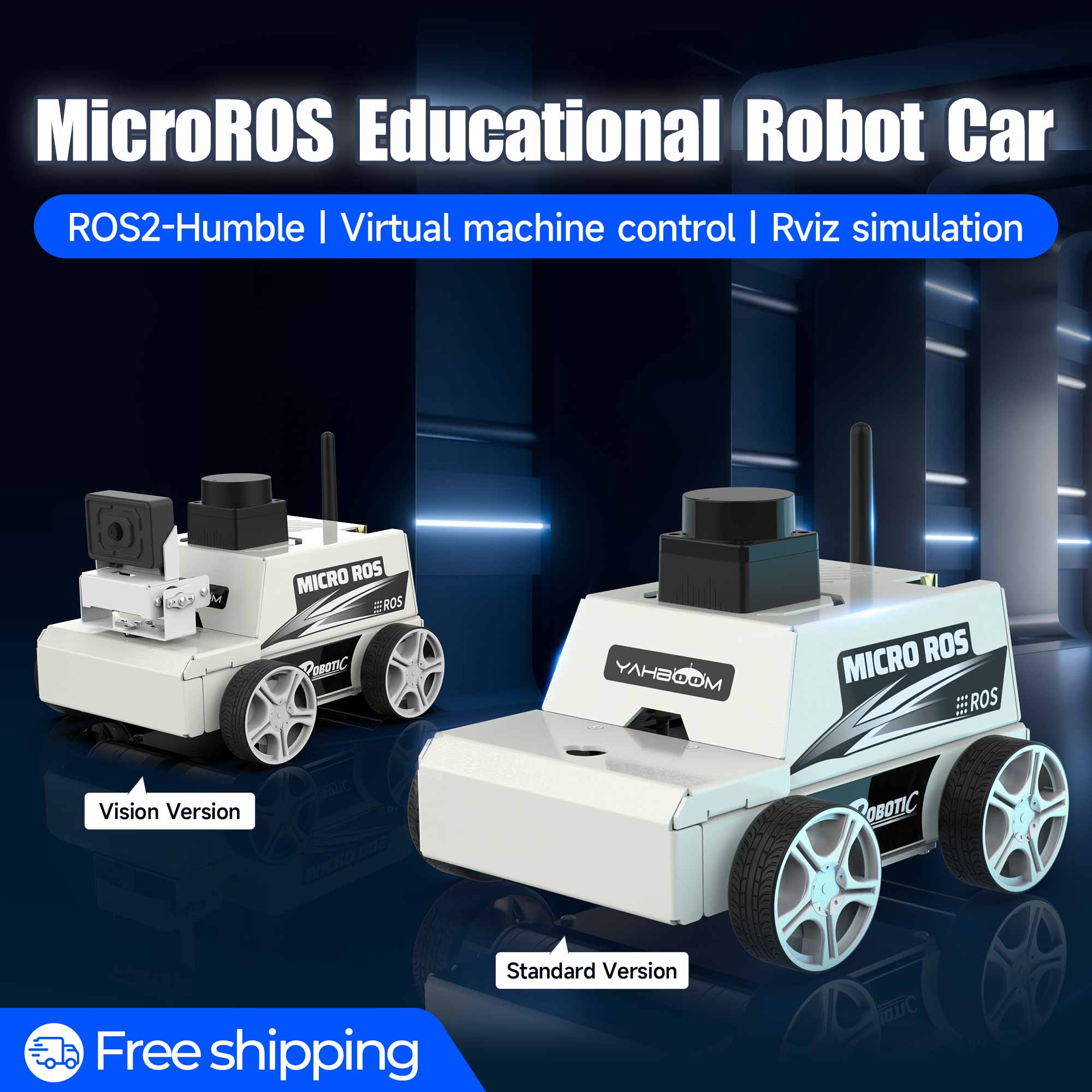 ROS2 ロボットカーキット仮想マシン制御プログラマブルおもちゃ金属モーター 2MP カメラ採用 ROS2-ハンブル Python3 プログラミング