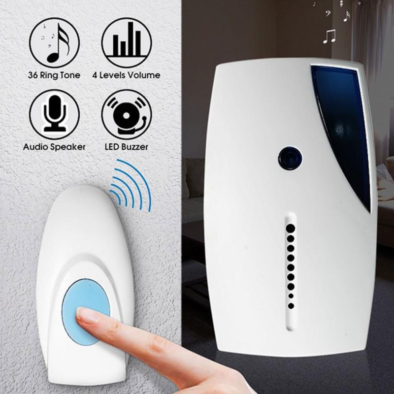 36 Tones Wireless Door Bell Chime Battery Operated Cordless Waterproof 100M Home Wireless Doorbell