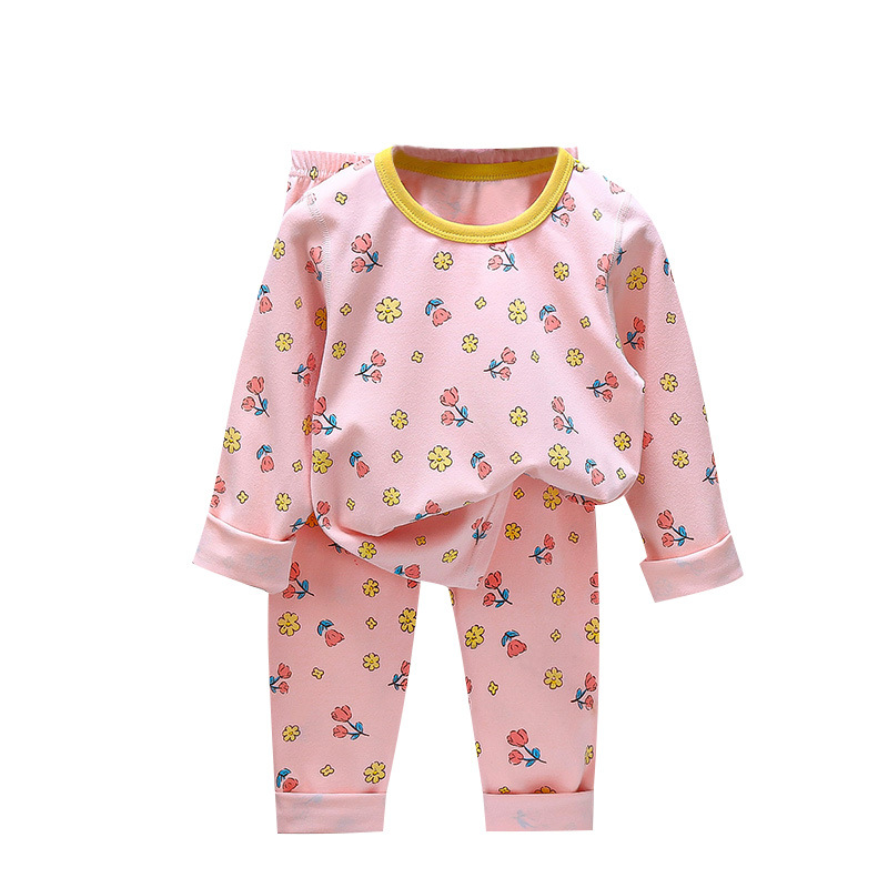 春子供服女の子と男の子パジャマ綿 100% スーツ 3-8 歳ラウンジパジャマホーム服