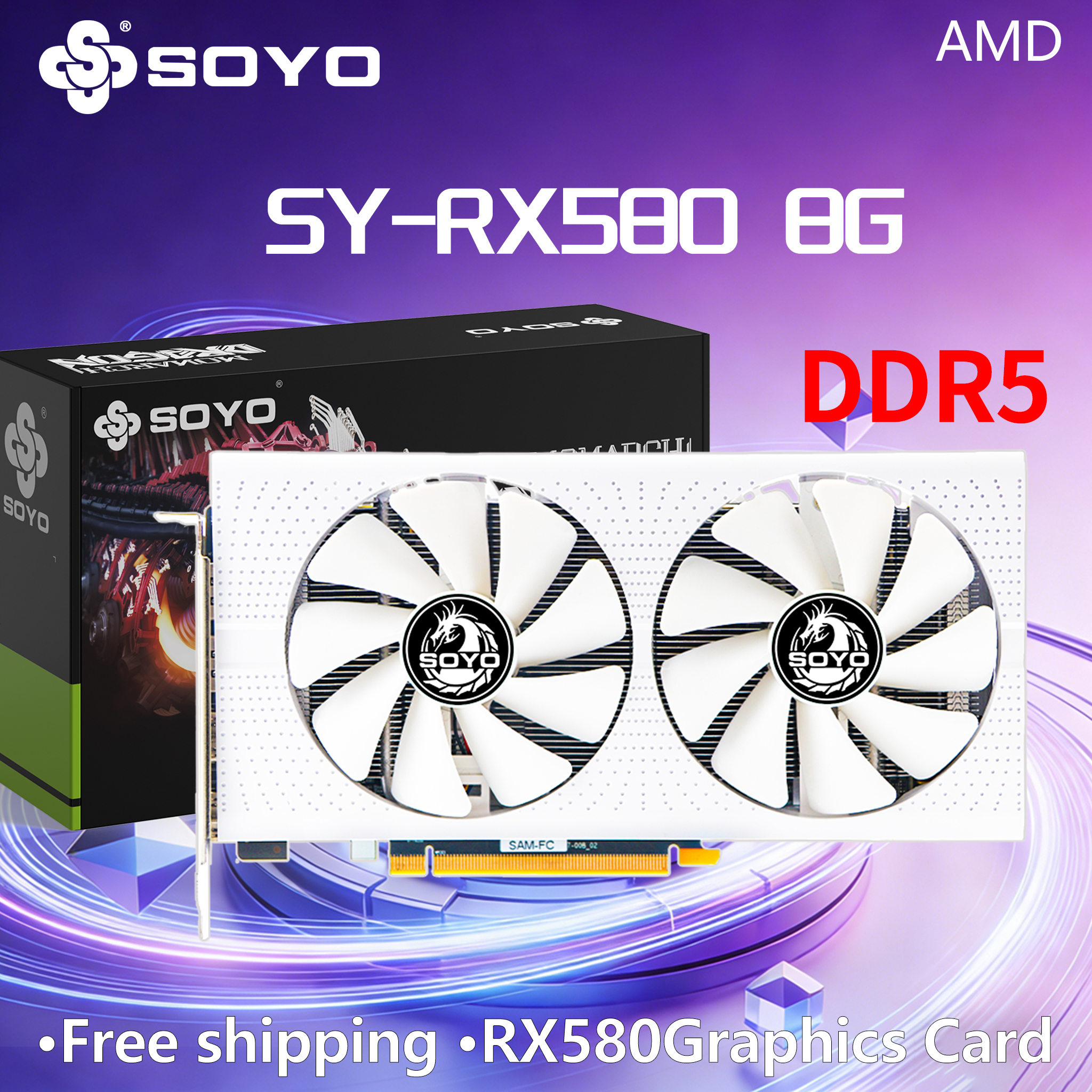 Graphics Cards SOYO Radeon RX580 8GB GDDR5 Memory Video Gaming Card PCIE3.0x16 GPU Desktop Computer Component AMD 256bit HDMI DP