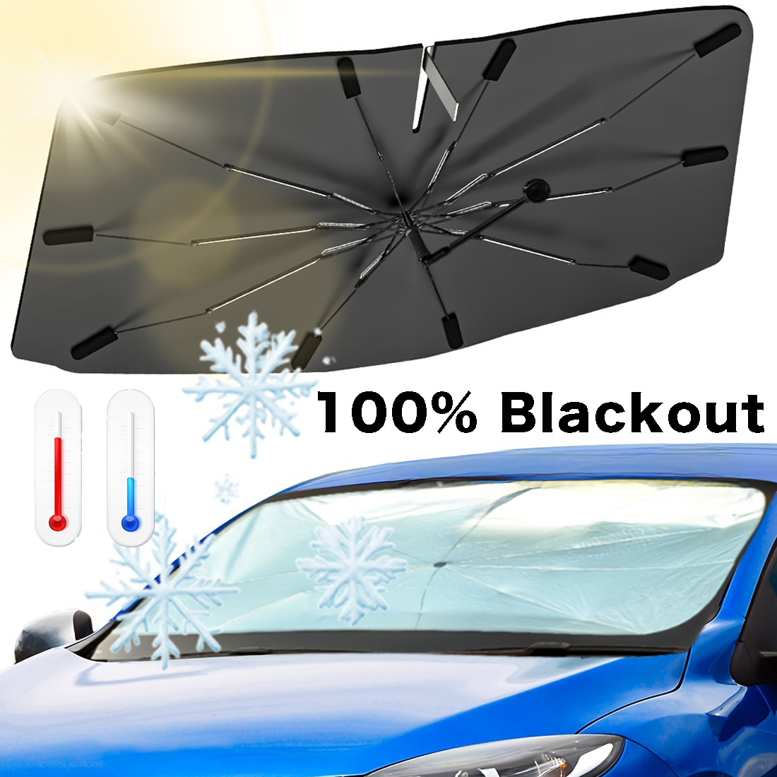 車の傘サンシェードフロントガラスフロントカバーウィンドウ折りたたみサンシェードブロック熱ポータブルベントパラソル自動曲面モデルシェード