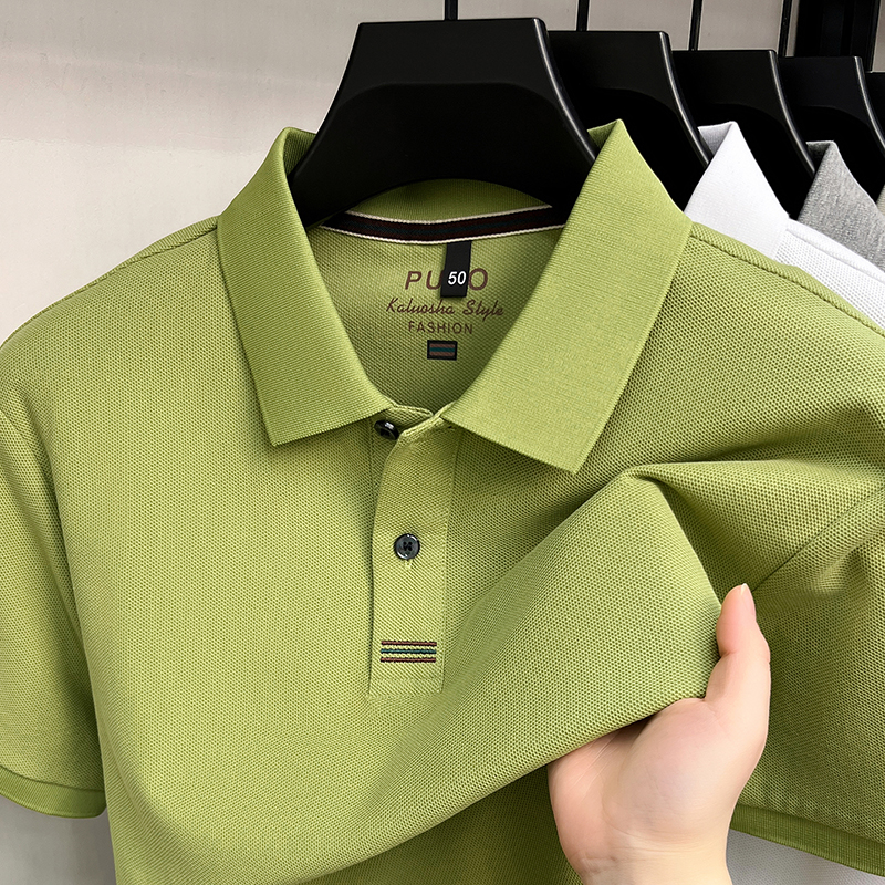 100% pure cotton short sleeve polo shirt fashion brand simple casual men's T-shirt summer comfort breathable Korean high-end top