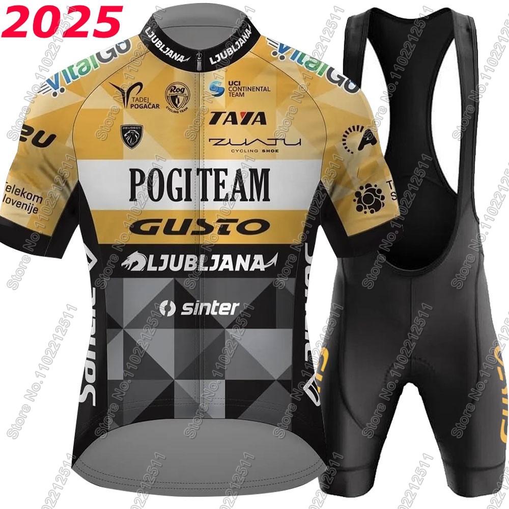 リュブリャナ グスト 2025 サイクリングジャージ Pogi チームセット紳士服ロードバイクスーツマウンテン自転車シャツビブショーツ MTB マイヨ