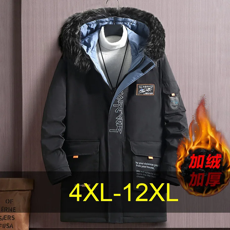 12XL 10XL プラスサイズパーカー男性冬厚いジャケットバンダナペイズリープリントコートファッションカジュアルカーゴパーカー男性ビッグサイズ 12XL