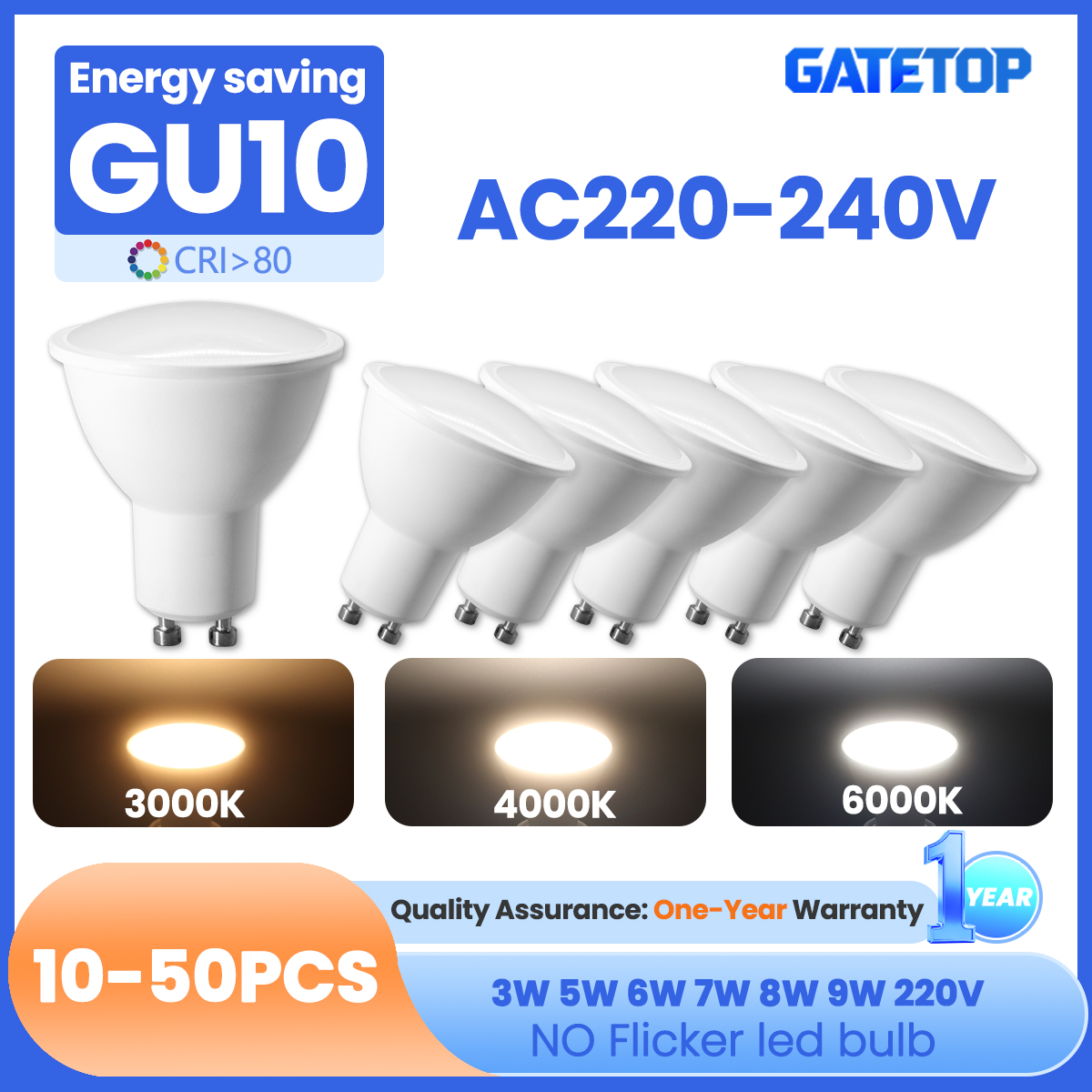 10-50 個 LED スポットライト GU10 電球 3 ワット 5 ワット 6 ワット 7 ワット 8 ワット 9 ワット AC220-240V 昼光交換 50 ワットハロゲンランプシャンデリアライトに適した