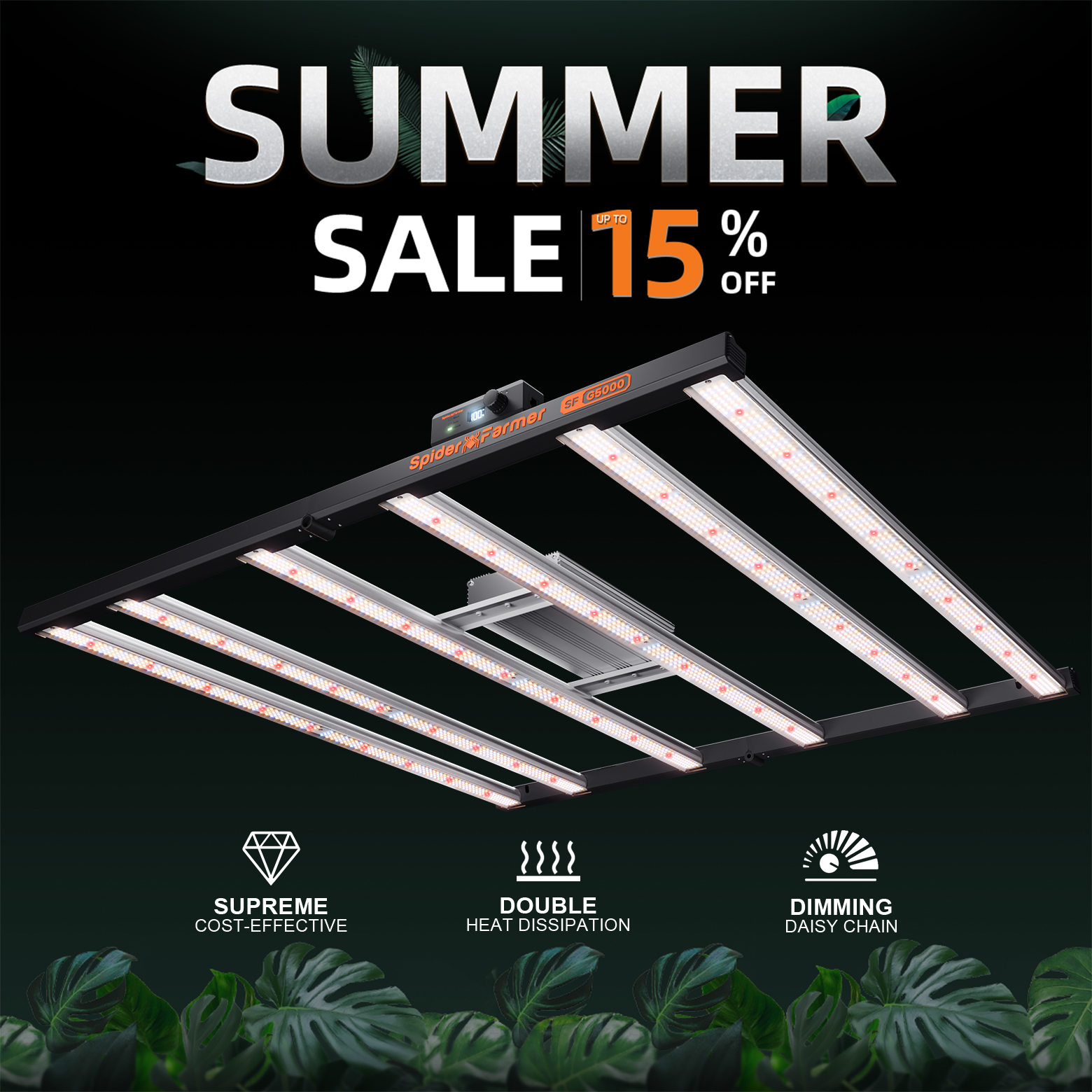 Spider Farmer G5000 480W フルスペクトル LED 成長ライト商業 CO2 屋内水耕苗植生開花植物用