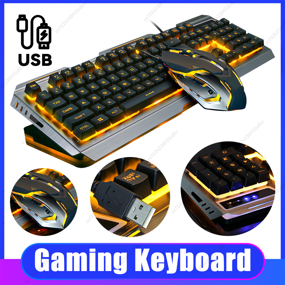 メカニカルキーボード ゲーミングキーボード 有線ゲームマウス USB ゲーマーキーボード RGB ライトバックライト付き コンピュータ PC ラップトップとマウスセット用