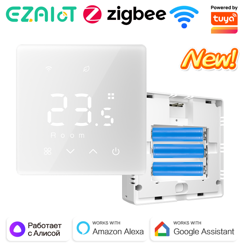 Smart Tuya WIFI Zigbee サーモスタット ガスボイラー 電池式温度コントローラー 加熱温度調節器 Alexa Google Home
