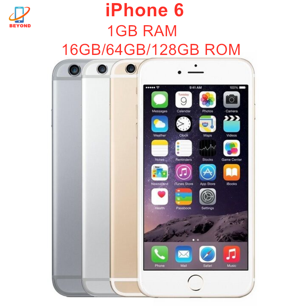 オリジナル Apple iPhone 6 iPhone6 4.7 "IOS A8 8MP 1GB RAM 16/64/128GB ROM デュアルコア指紋認証 4G LTE 携帯電話