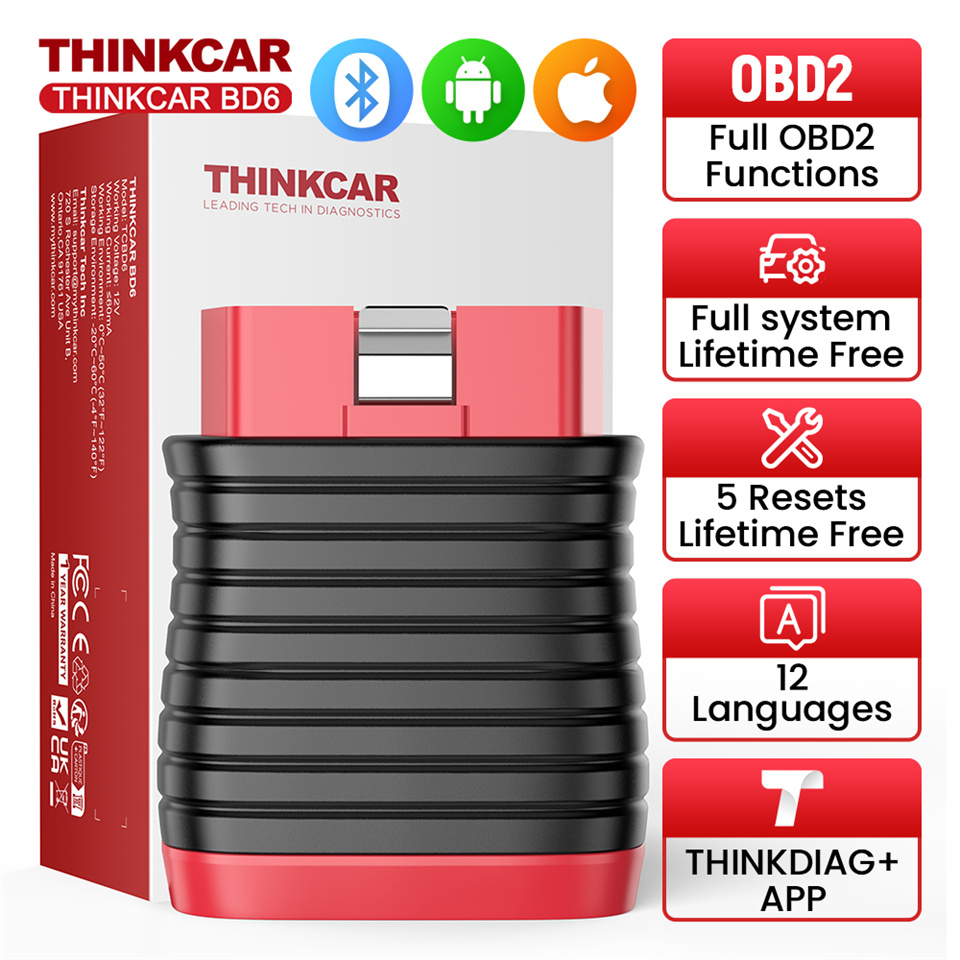 Thinkcar BD6 OBD2 スキャナー フルシステム診断ツール 5 リセット生涯無料ワイヤレス車コードリーダーポータブル修復ツール