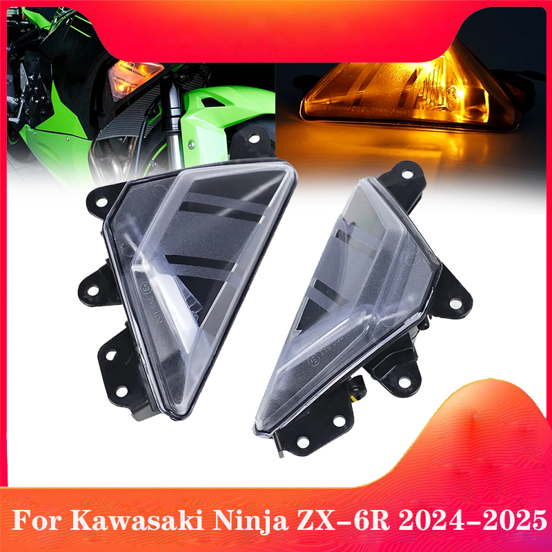 オートバイ LED フロントターンシグナルインジケーターカワサキ Ninja500 忍者 500 ZX6R 2024-2025 忍者 ZX-4R ZX-4RR Ninja650 2023-2025