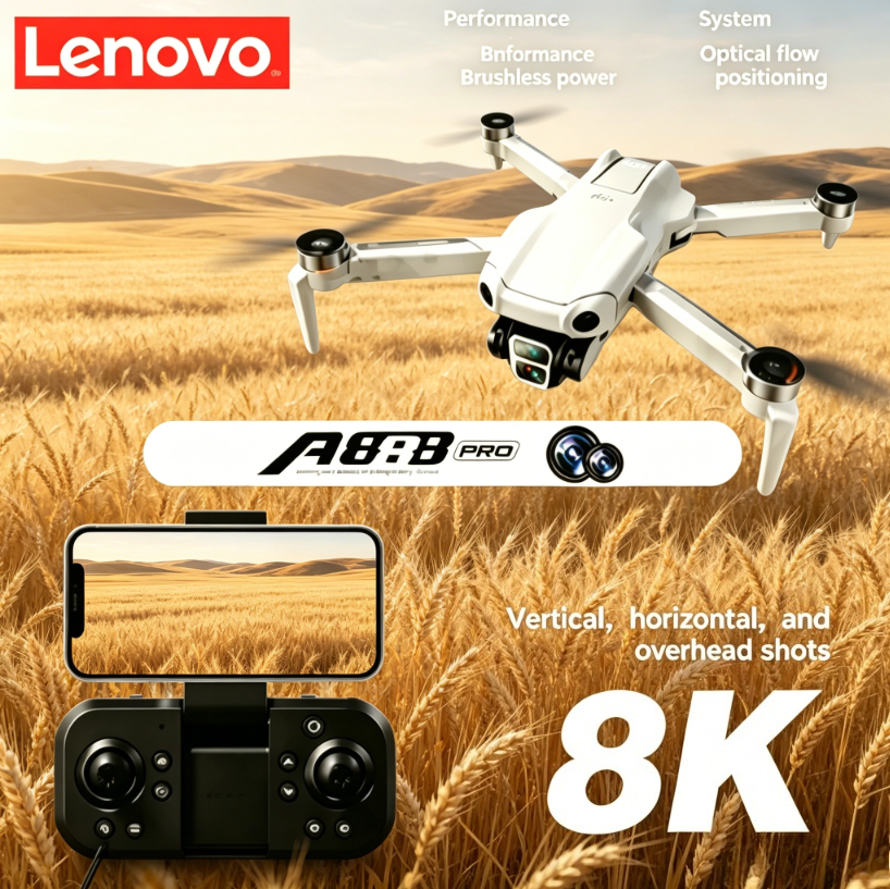 Lenovo A888 折りたたみ式クアッドコプター 8K HD 4K デュアルレンズ 5G WiFi FPV スクリーンコントローラー ブラシレス電源 スマート衝突防止 RC ドローン