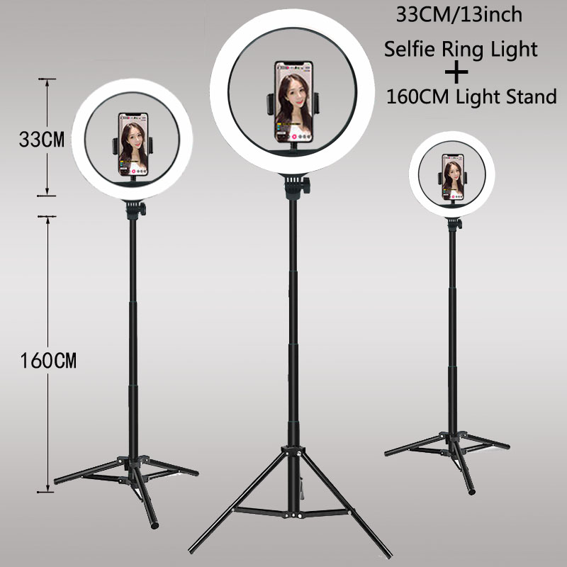 26 33 センチメートルビデオライト調光可能なライト Selfie LED リングライト USB リング照明ランプ三脚スタンド付き Youtube リングライトを作る