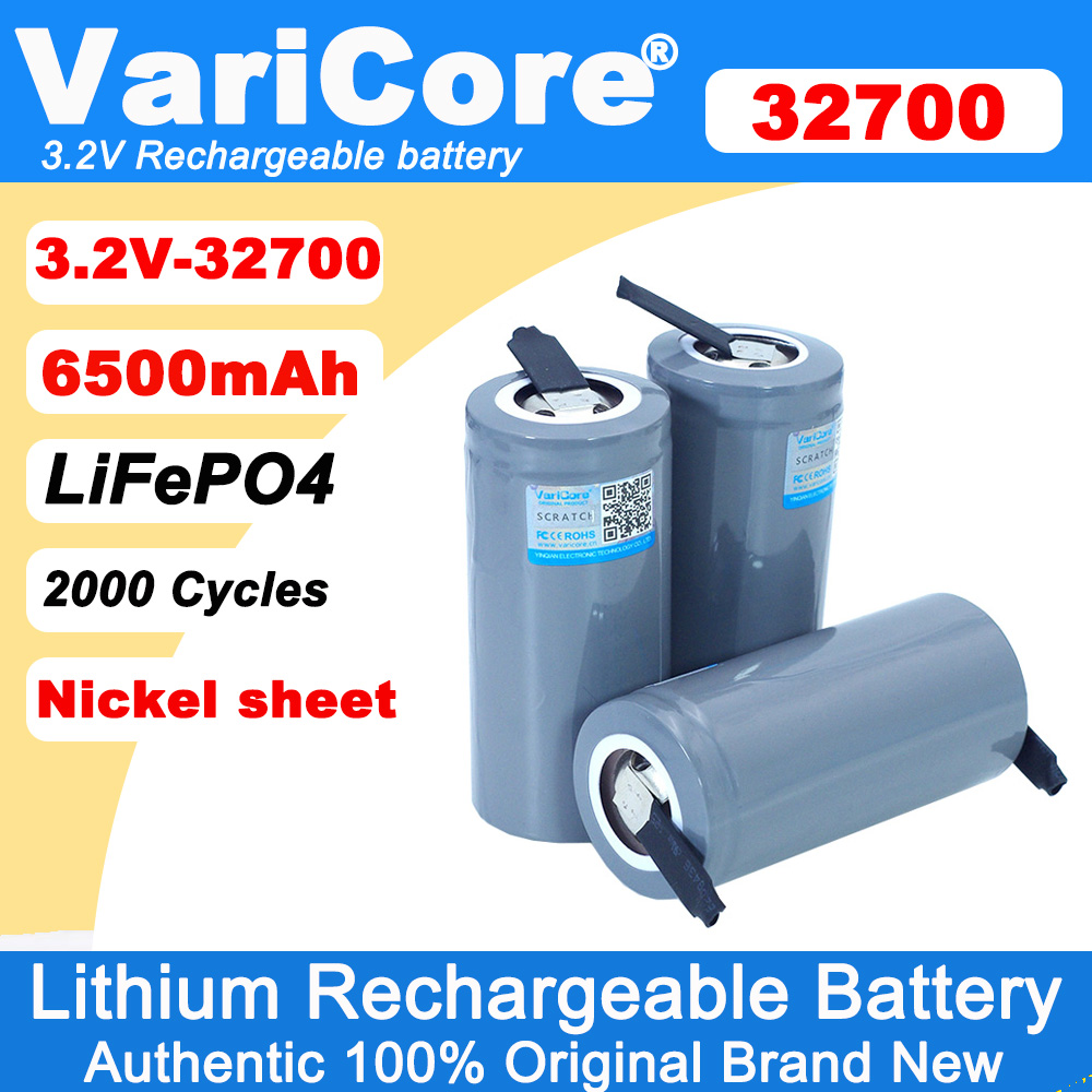 VariCore 3.2V 32700 6500mAh LiFePO4 バッテリー 35A 連続放電最大 55A ハイパワーバッテリー DIY ニッケルシート