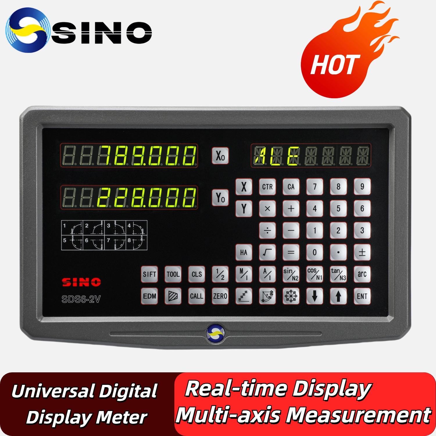 SINO SDS6-2V Dro 2 軸デジタル読み出しディスプレイ TTL 信号 100V ～ 240V 旋盤フライス盤 CNC ボーリングマシン用