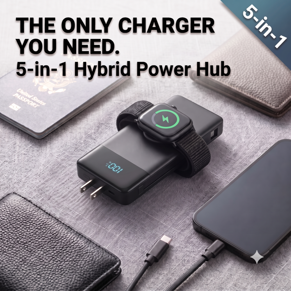10800mAh 25W パワーバンク、AC 壁プラグ内蔵