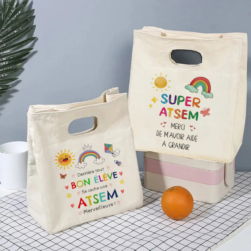 私は全世界で最高の Atsem プリントクーラーバッグランチバッグポータブル断熱弁当トート保温食品ポーチ教師ギフト