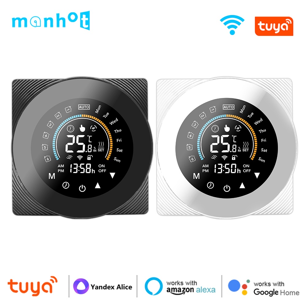 スマートサーモスタット WiFi 室温コントローラー水/電気床暖房ガスボイラー湿度 Tuya Google Home と連携