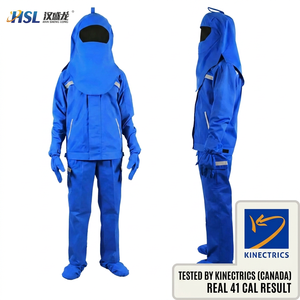 NFPA 70E 規格に準拠した 40 Cal アーク耐性防護服セット HRC 4 アーク耐性安全服（フード付き）