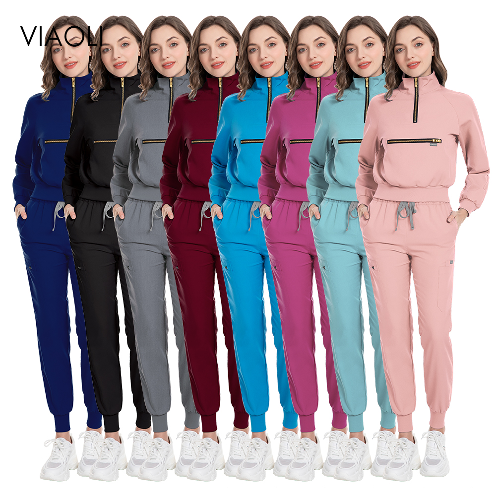 スクラブ制服長袖トップスパンツ病院ナースセット女性ペットショップドクタースクラブ医療外科作業服看護スクラブスーツ
