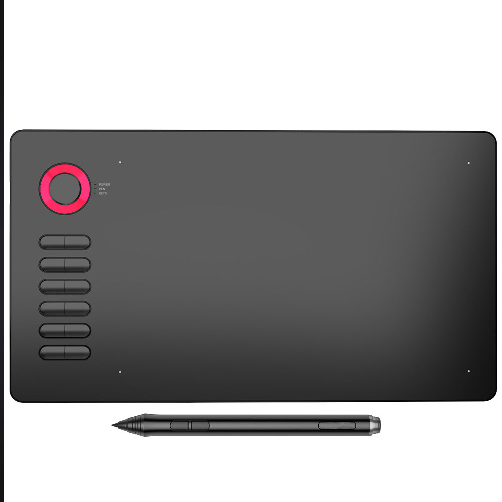 10x6 Inch Graphic Tablet 8192 Tilt Battery-Free Stylus 12 Hotkeys 5080LPI 250RPS Type-C Digital Pad For Manga Win Mac Android