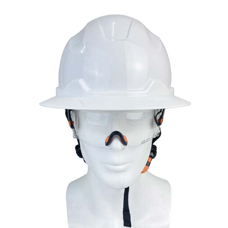 Google 付き建設安全ヘルメットフルつば作業ヘルメット通気孔付き大きな通気性サンシェード建設鉄道ヘルメット