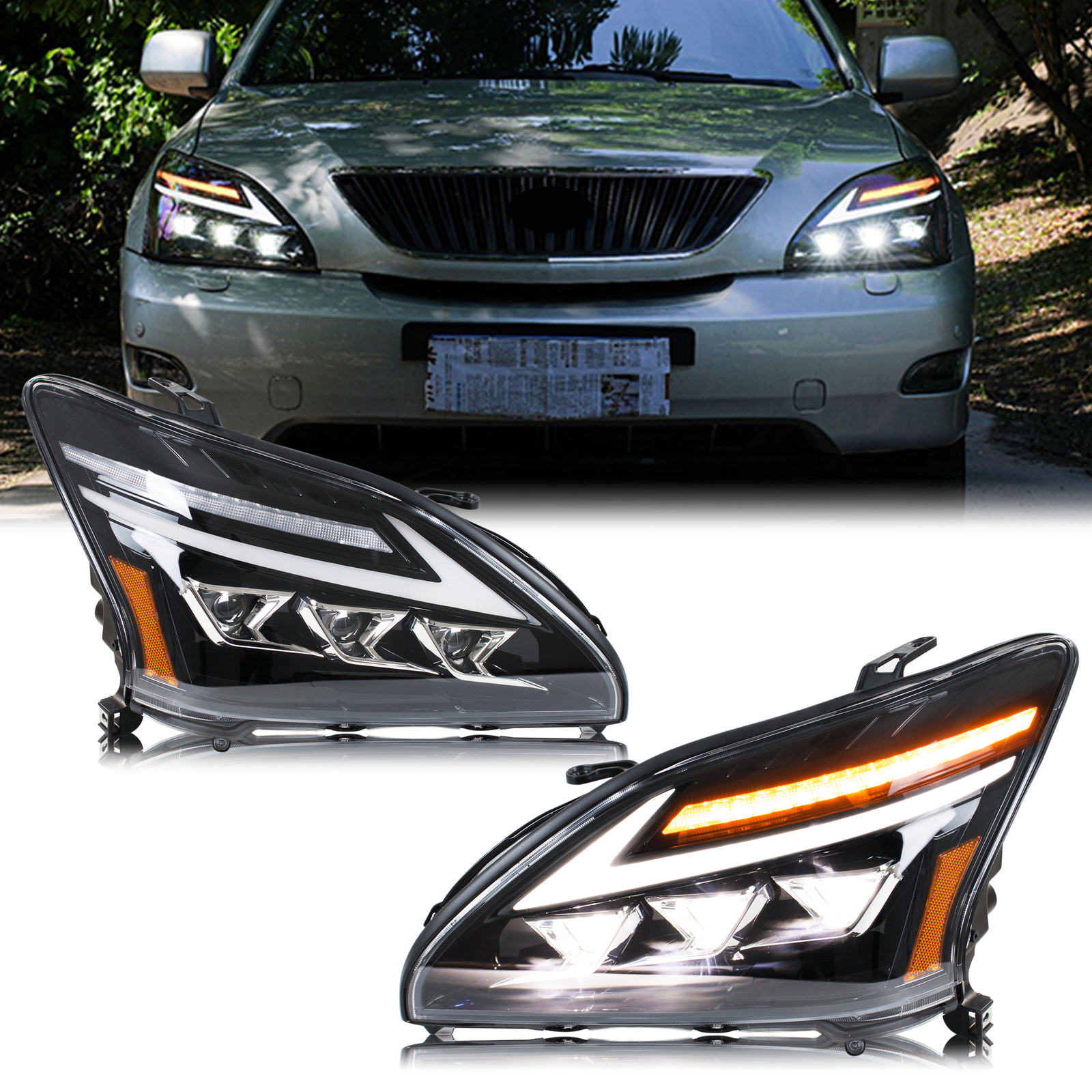 LED ヘッドライト レクサス RX330 RX350 RX400h 2004-2009 DRL プロジェクター シーケンシャル ターンシグナル フロントランプ アセンブリ [AFS には適合しません]