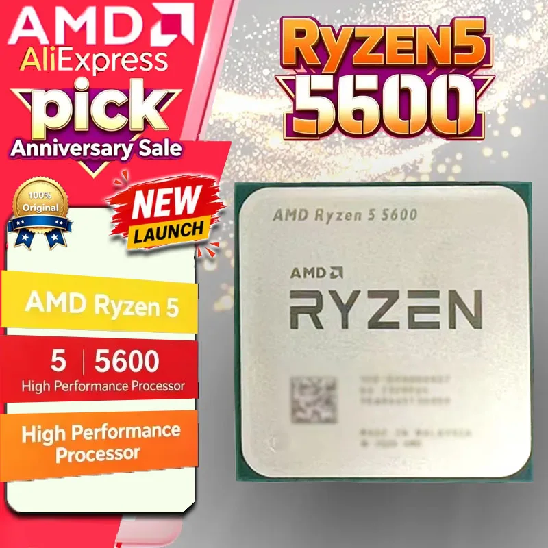 AMD R5 5600 フェルメールアーキテクチャプロセッサ 6Core12 スレッドオーバークロック可能なチップ予算ゲーム用マルチタスクソケット AM4 ルース CPU