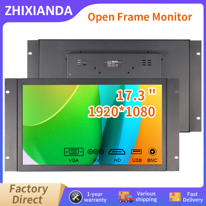 Zhixianda 17 インチ ワイドスクリーン 1920x1080 タッチスクリーン組み込み工業用抵抗膜/容量性タッチ オープンフレーム モニター ディスプレイ