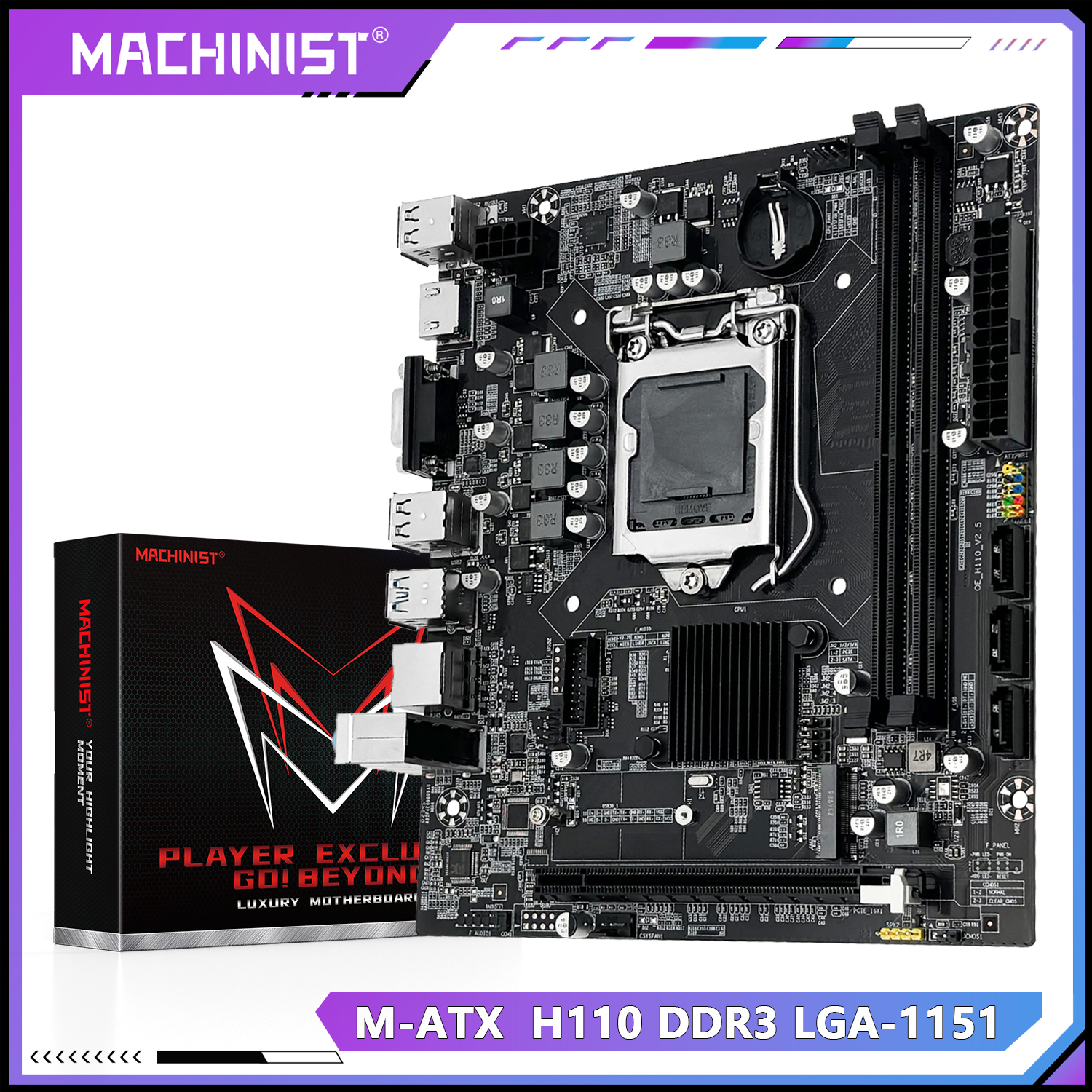 MACHINIST H110 LGA 1151 マザーボードは Intel Core CPU DDR4 RAM および NVME M.2 SDD VGA HDMI をサポート
