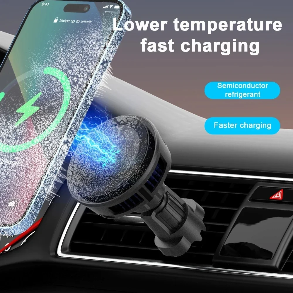氷冷却磁気ワイヤレス充電器スタンド自動車電話ホルダー iPhone 17 16 15 14 13 プロマックス空気出口急速充電ステーション