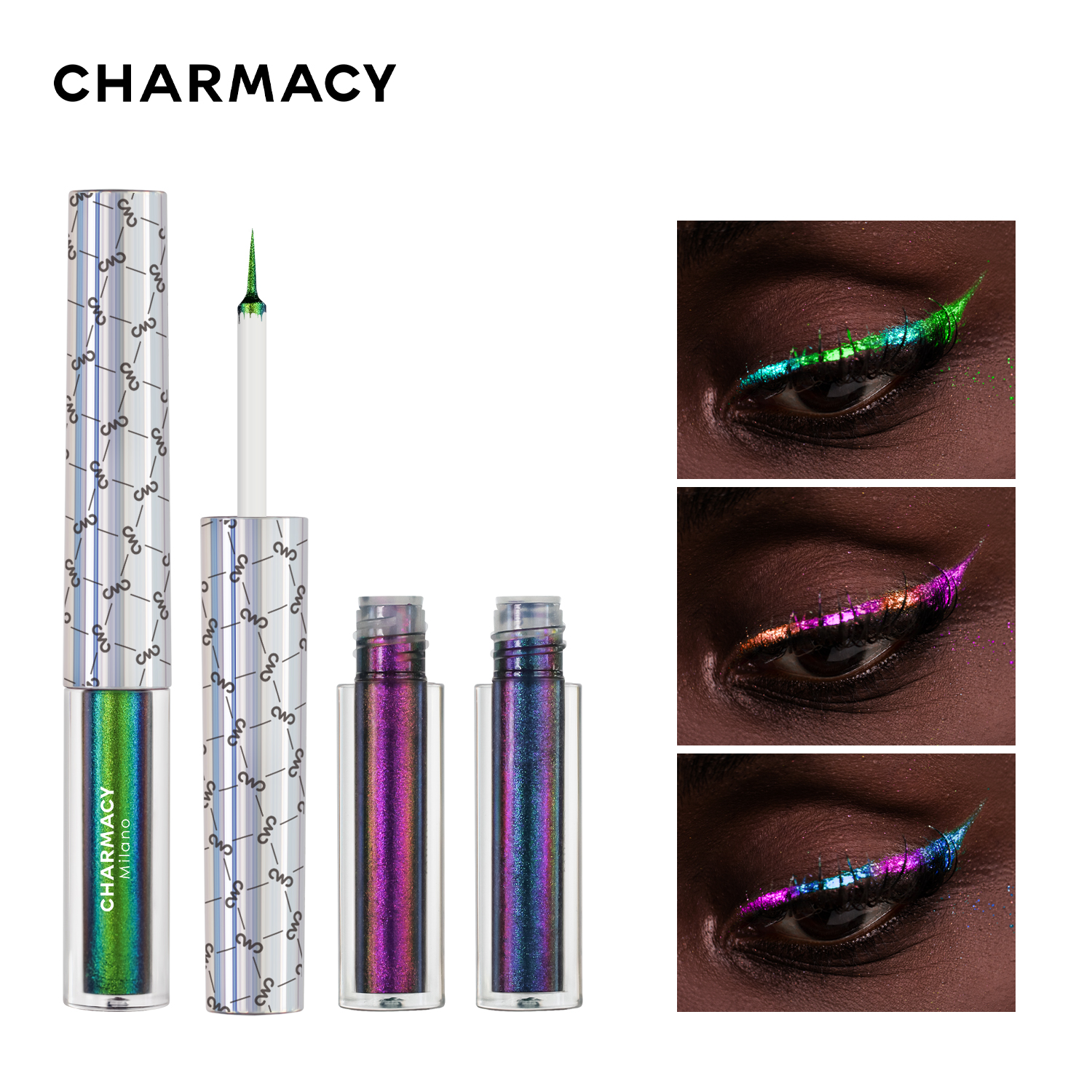 CHARMACY デュオクロームグリッターリキッドアイライナー長期的な防水防汚極細チップアイライナー女性メイクアップ化粧品
