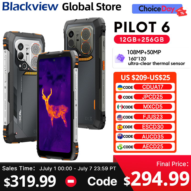 新しい Blackview Oscal パイロット 6 頑丈な電話 6.78 インチ 2.4K 120Hz ディスプレイ熱画像処理 4.5W 98dB スピーカー 10000mAh 携帯電話