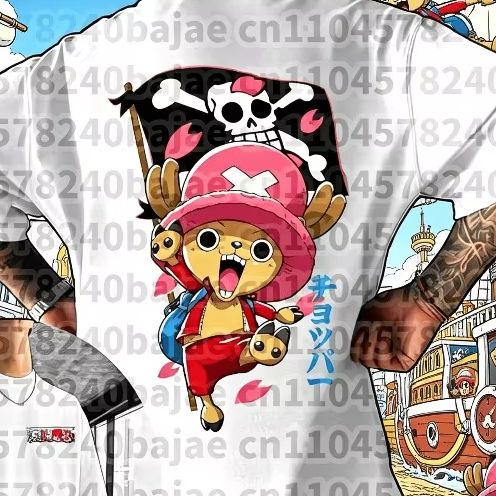 2026 新しいユニセックスコットン Tシャツワンピーストニートニーチョッパー 2026 夏原宿アニメプリント大きな緩い親半袖