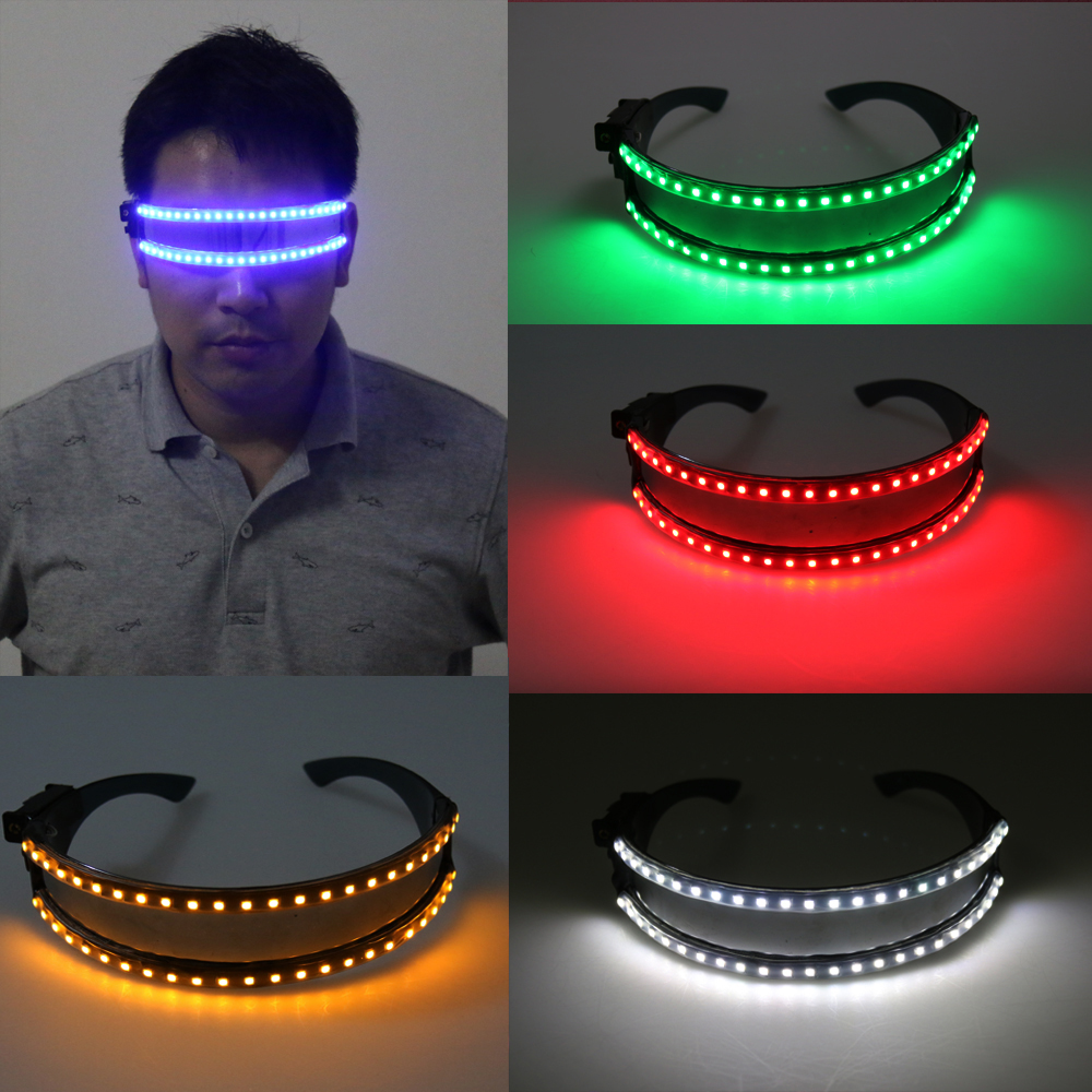 新しいファッションクリスマス LED メガネ、レーザーステージ小道具 LED 成長ライトパフォーマンスステージ衣装服