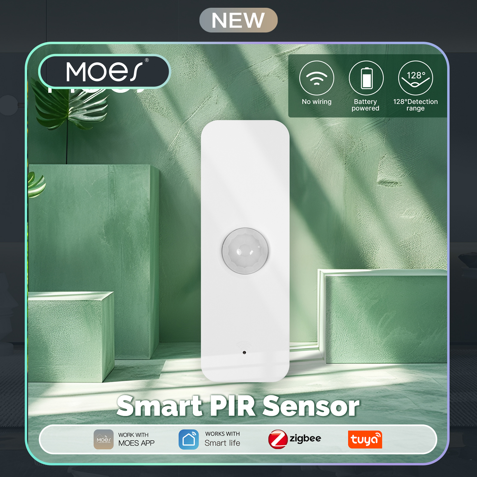MOES スマート PIR モーションセンサー Tuya ZigBee WiFi 人体検知器 ワイヤレス バッテリー駆動 ホームセキュリティ Alexa Google と連携