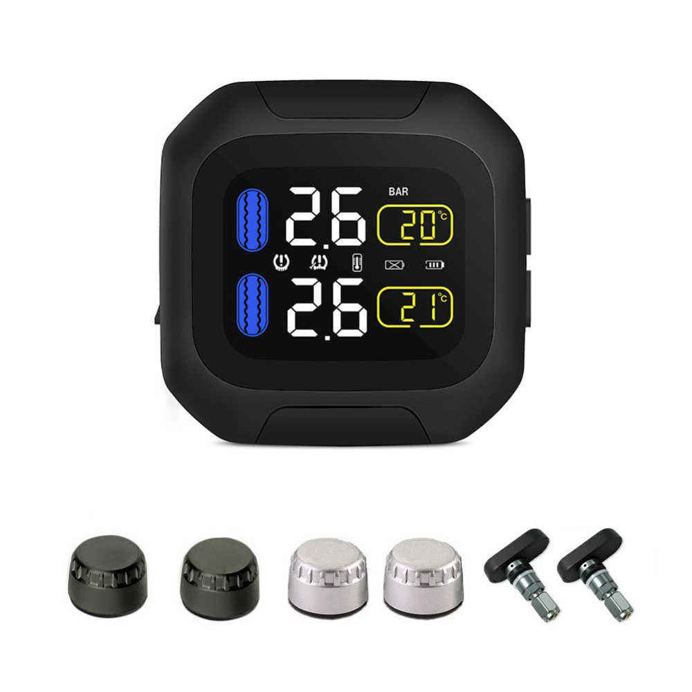M3 Moto 防水オートバイリアルタイムタイヤ空気圧監視システム TPMS ワイヤレス LCD ディスプレイ内部または外部センサー