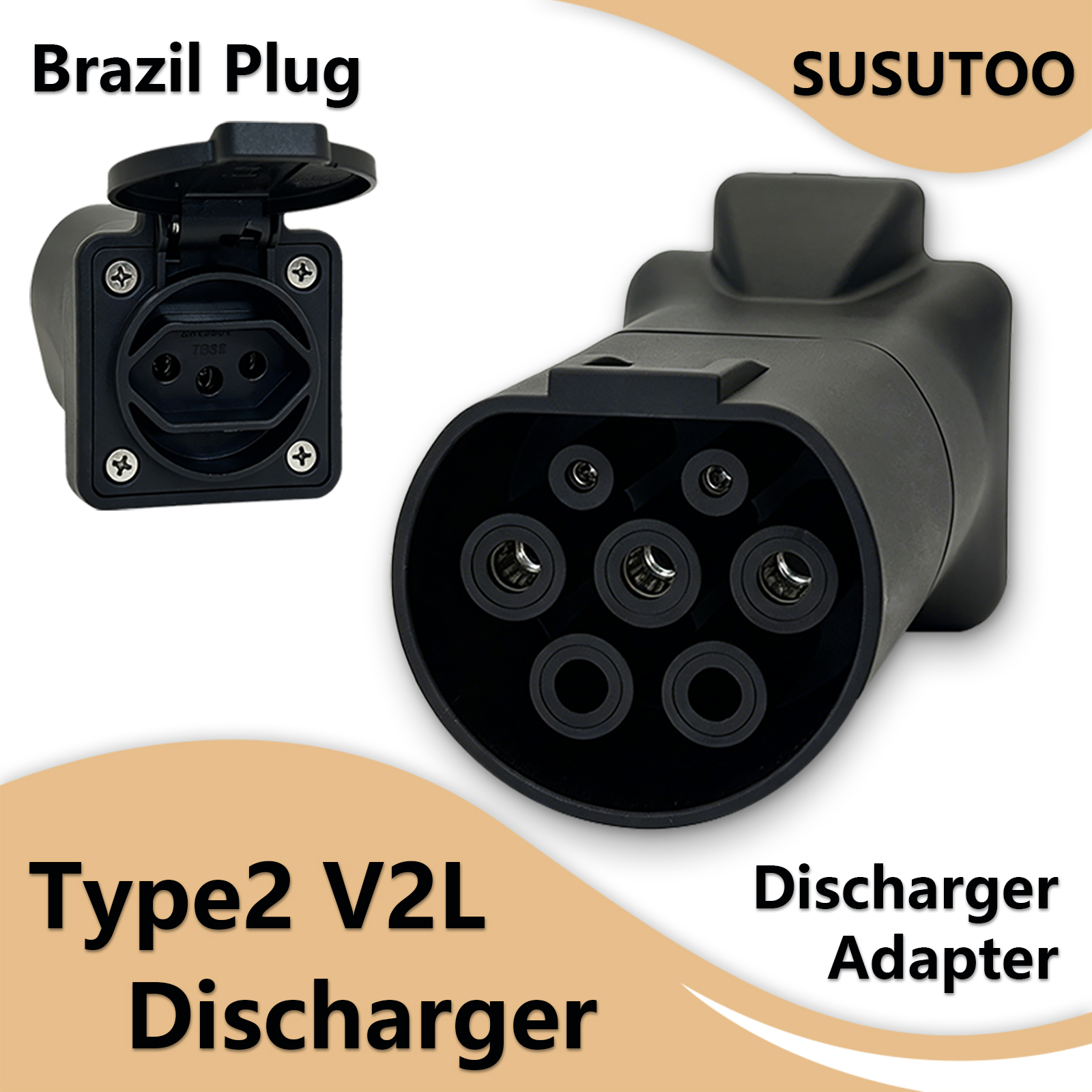 TYPE2 V2L 放電アダプタ 16A EV 電源車両負荷コネクタ BYD ZEEKR XPENG Deepal MG 吉利奇瑞マツダブラジルソケット