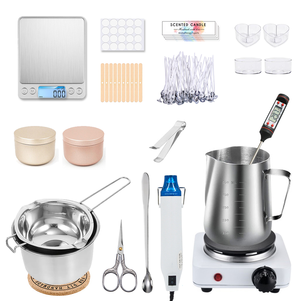 DIY Candle Craft Tools Kit with Wax Melting Hot Plate, Candle Making Supplies Accessories, Aromatherapy Wax Candle Making Kit