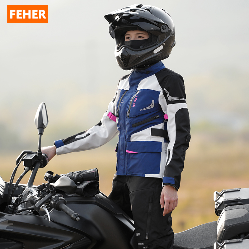 FEHER レディース バイク ツーリング スーツ JK-060 オールシーズン防水通気性バイク ラリー スーツ 3 層ライディング ジャケット