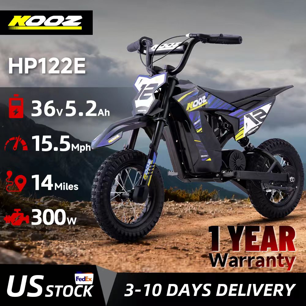 KOOZ HP122E 36V 300W 電動ダートバイク 子供用 3スピードモード 電動バイク 最大時速15.5マイル