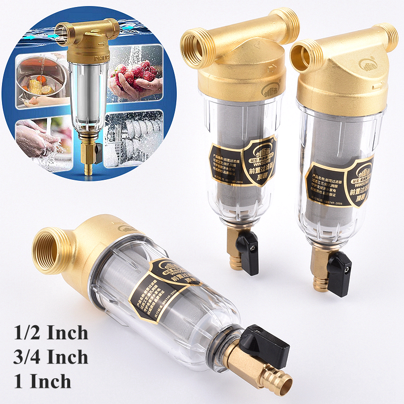 1/2 "3/4" 1" 家庭用水ステンレス鋼真鍮プレフィルターハウスセントラル浄水フィルター家庭用水 40 μm 濾過