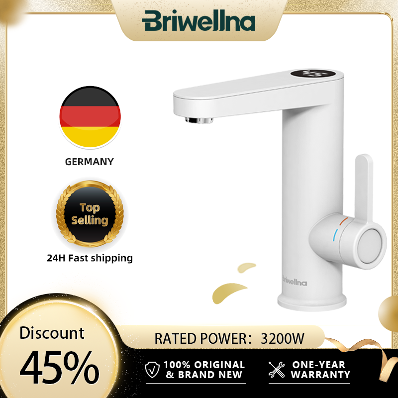 Briwellna 給湯器 220V 2 で 1 洗面器の蛇口冷温水タップタンクレス給湯器流れる電気蛇口加熱ミキサー