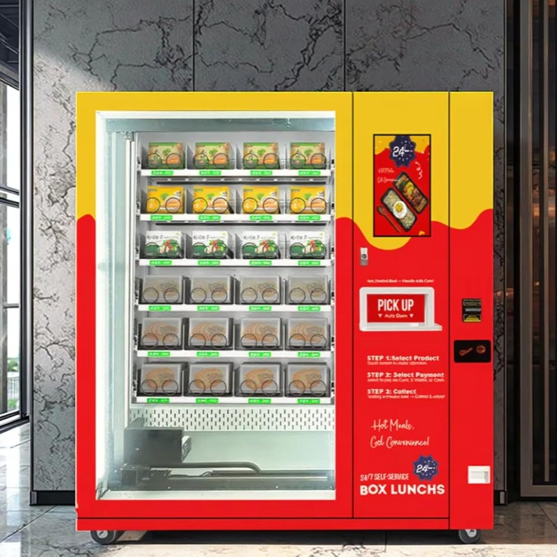 カスタマイズされたスマート冷蔵食品自動販売機ホットフードミールランチボックスディスペンサー、キャッシュレス決済付き