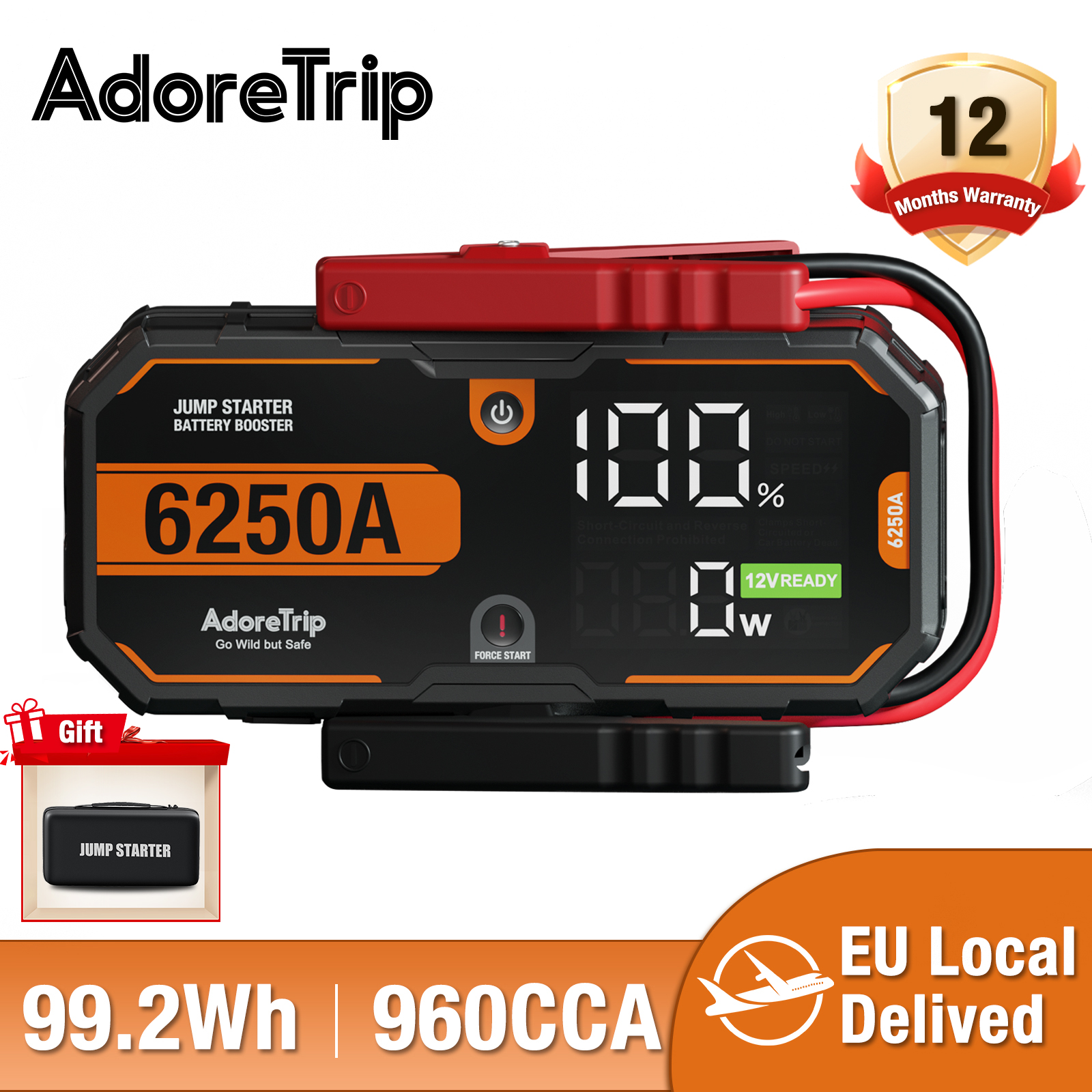 AdoreTrip 車 6250A ポータブル 12V ジャンプスターター電源銀行自動バッテリーブースタースターターデバイスピックアップ SUV オフロード 4x4