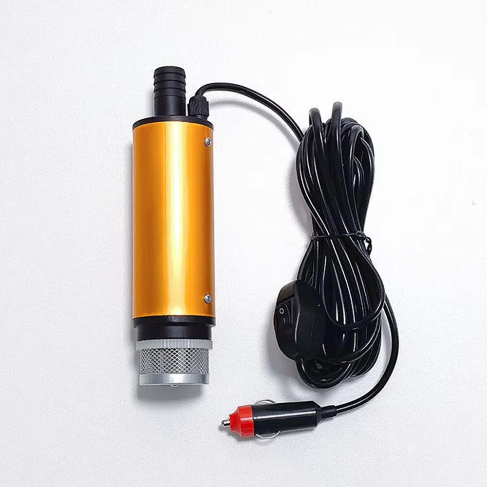 ミニ水中ディーゼル燃料移送水油吸引ポンプ 38 ミリメートルアルミ合金 DC 12V 24V 20L/分 25 ワット車のシガーライター