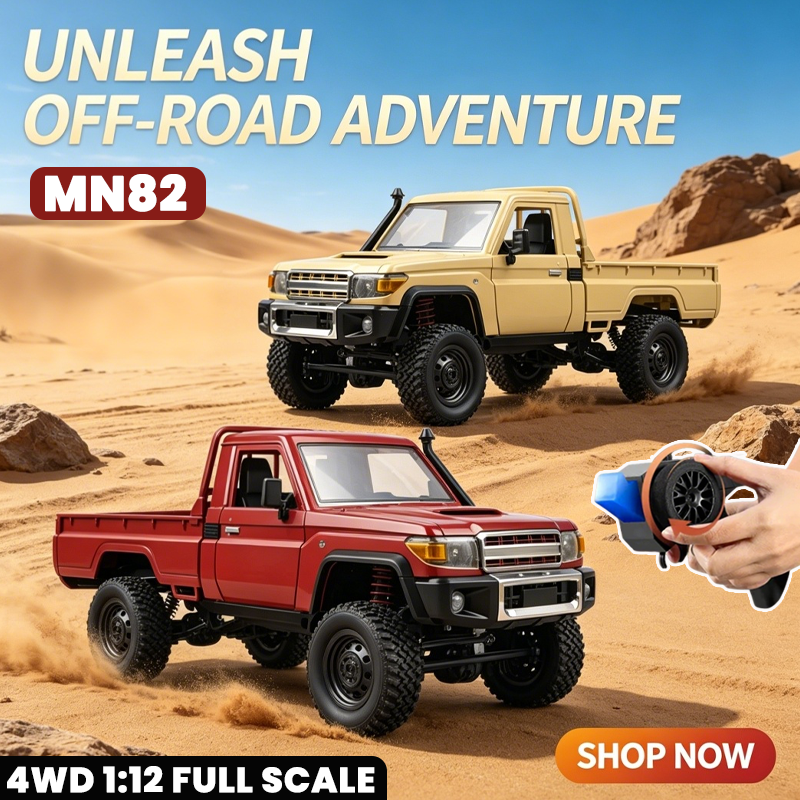 New Upgraded Full Scale RC CAR MN82 1:12 4WD Off-Road Crawler Car Pick Up Truck Controllable Headlights 2.4G Remote Control Toys