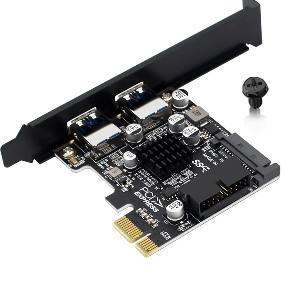 新品 PCI Express X1 USB 3.0 19ピン拡張カード PCIeフロントアダプターライザー USB3.0 5Gbpsカード