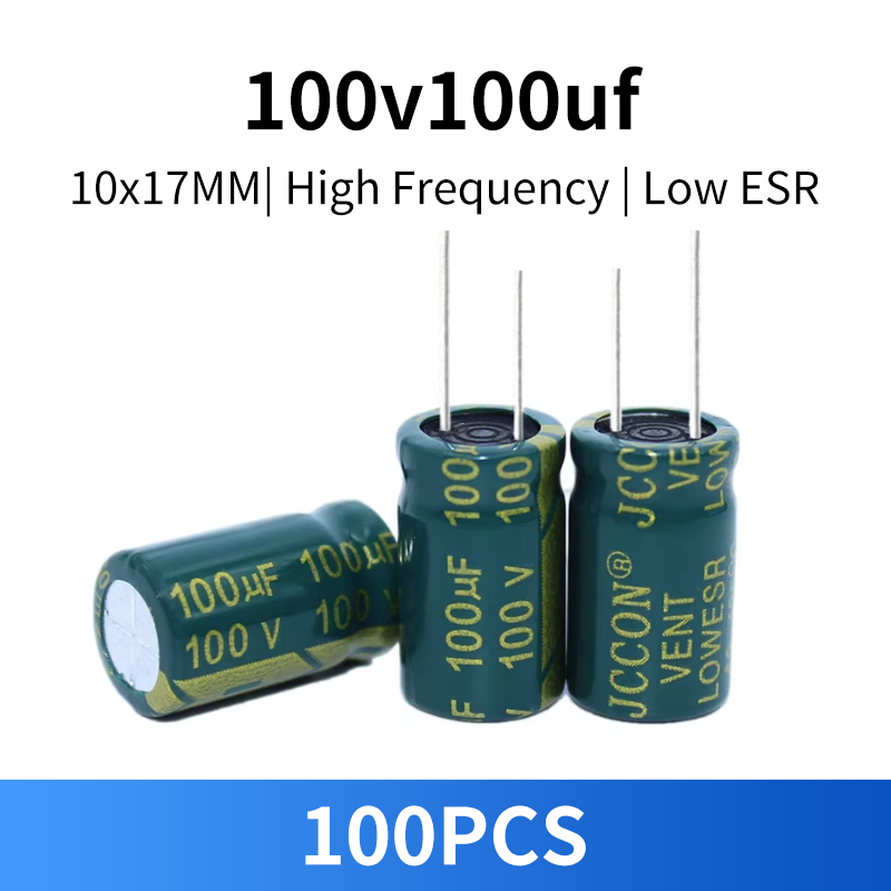 100 個 100V 100uf コンデンサ高周波低 ESR インピーダンス 10x17mm 100V100uf アルミ電解コンデンサ 10*17