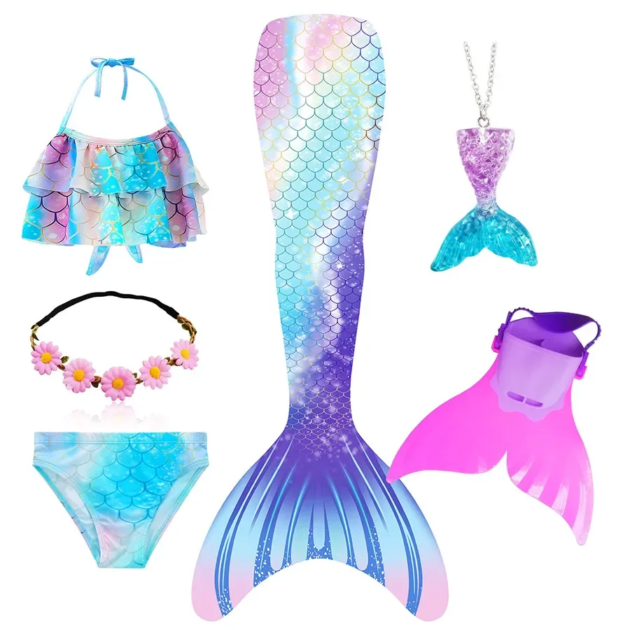 女の子水泳マーメイドテールマーメイドコスチュームドレスコスプレクリスマス誕生日ギフト水着モノフィンフィンを追加することができハロウィンコスチューム